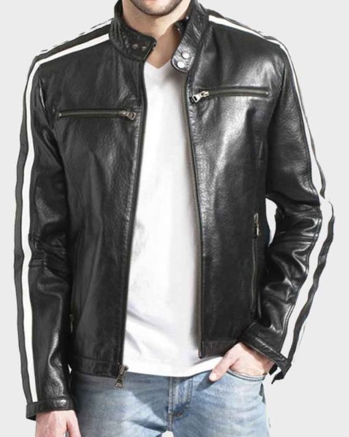 Cafe Racer Mens Black Leather Jacket