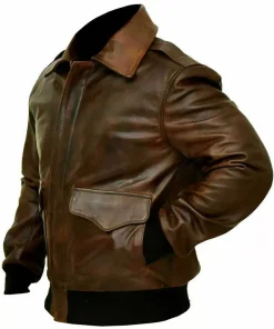 Aviator Real Cowhide Distressed Brown Leather Bomber Flight Vintage Jacket2