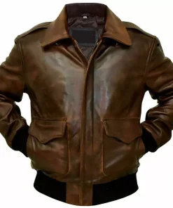 Aviator Real Cowhide Distressed Brown Leather Bomber Flight Vintage Jacket3