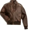 Aviator Real Cowhide Distressed Leather Bomber Flight Jacket Vintage Brown