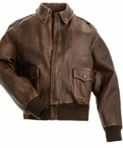 Aviator Real Cowhide Distressed Leather Bomber Flight Jacket Vintage Brown