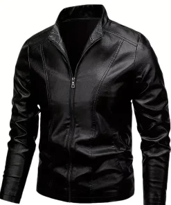 Cafe Racer Retro Men's PU Leather Jacket Motorcycle Biker Black Soft Sheepskin2
