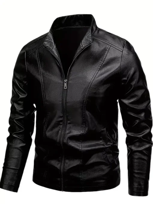 Cafe Racer Retro Men's PU Leather Jacket Motorcycle Biker Black Soft Sheepskin2