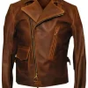 Captain America The First Avengers Distressed Brown Biker Real Leather Jacket