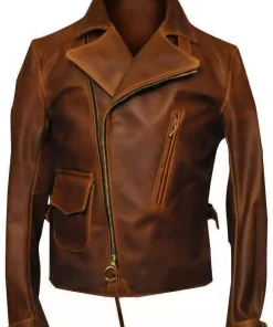 Captain America The First Avengers Distressed Brown Biker Real Leather Jacket