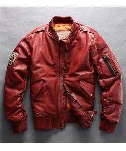 Casual Bomber Avirex Ace of Spades Leather Jacket with Patch