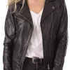Leather Jacket Women's Biker Motorcycle Women Soft Fit Size Real Black