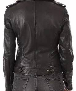 Leather Jacket Women's Biker Motorcycle Women Soft Fit Size Real Black1