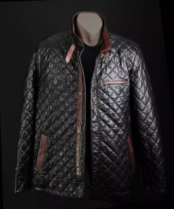 Men Black Luxury Lambskin Leather jacket biker Quilted Coat gift for him Coat