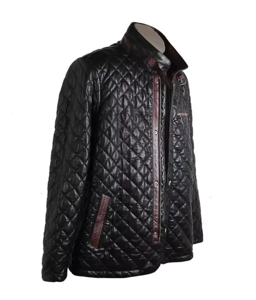 Men Black Luxury Lambskin Leather jacket biker Quilted Coat gift for him Coat2