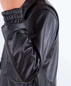 Men Black Motorcycle Flight Bomber Jacket Real Cowhide Leather Jacket3