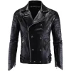 Men Motorcycle Biker Vintage Cafe Racer Retro Genuine Faux Black Leather Jacket