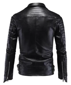 Men Motorcycle Biker Vintage Cafe Racer Retro Genuine Faux Black Leather Jacket1