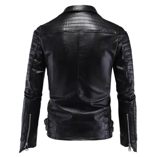 Men Motorcycle Biker Vintage Cafe Racer Retro Genuine Faux Black Leather Jacket1