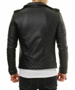 Men Motorcycle Genuine Lambskin Leather Jacket Black Slim fit Biker jacket1
