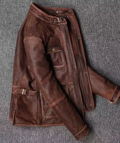 Mens Biker Cafe Racer Vintage Motorcycle Distressed Brown Cowhide Leather Jacket2