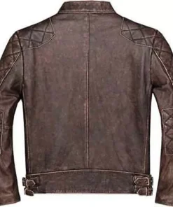 Men's Biker Cafe Racer Vintage Motorcycle Distressed Brown Leather Jacket brown1