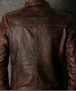 Men's Biker Cafe Racer Vintage Motorcycle Distressed Brown Leather Jacket1