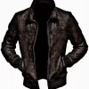 Mens Biker Motorcycle Vintage Distressed Black Bomber Winter Leather Jacket