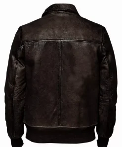 Mens Biker Motorcycle Vintage Distressed Black Bomber Winter Leather Jacket1