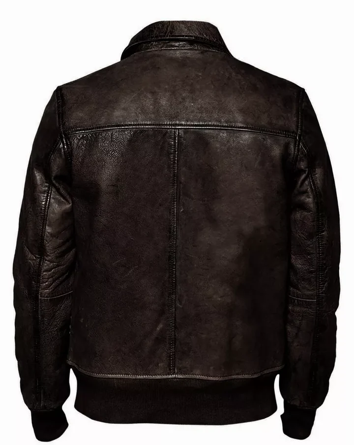 Mens Biker Motorcycle Vintage Distressed Black Bomber Winter Leather Jacket1