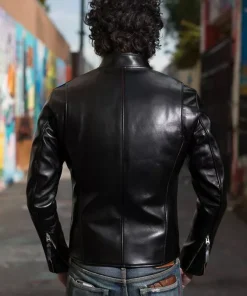 Men’s Black Cowhide Leather Luxury Tanned Cafe Racer Motorcycle slim Fit Jacket12