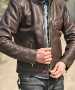 Men’s Black Cowhide Leather Luxury Vintage Distressed Motorcycle Biker Jacket