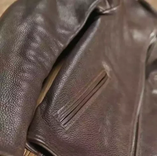 Men’s Black Cowhide Leather Luxury Vintage Distressed Motorcycle Biker Jacket1