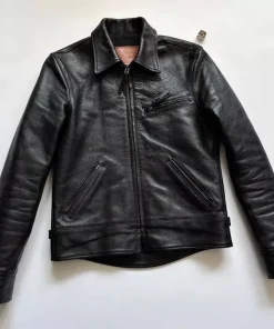 Men’s Black Cowhide Leather Luxury Vintage Trucker Motorcycle Biker Jacket