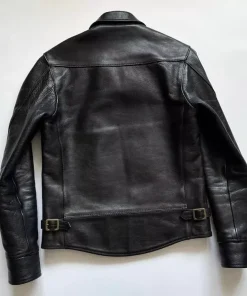 Men’s Black Cowhide Leather Luxury Vintage Trucker Motorcycle Biker Jacket1