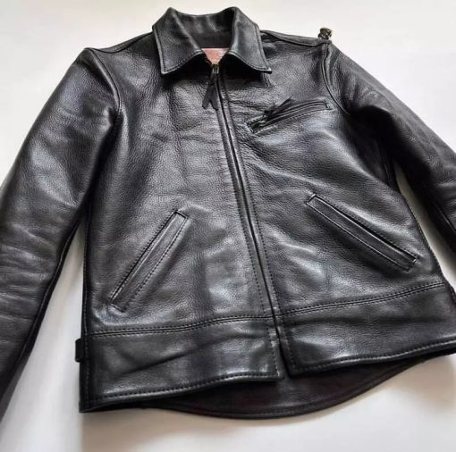 Men’s Black Cowhide Leather Luxury Vintage Trucker Motorcycle Biker Jacket3 Copy