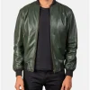 Men’s Bomber Casual Green Leather Jacket