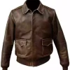 Men's Brown Aviator A 2 Real Distressed Leather Bomber Flight Vintage Jacket