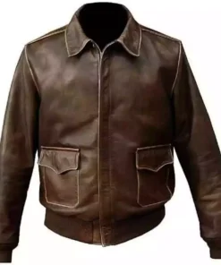 Men's Brown Aviator A 2 Real Distressed Leather Bomber Flight Vintage Jacket