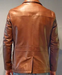 Men's Brown Handmade Distressed Biker Leather Blazer Waxed Motorcycle Jacket1
