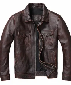 Men's Brown Motorcycle Vintage Style Real Leather Jacket Handmade Coat