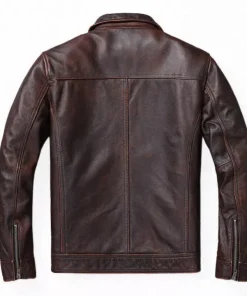 Men's Brown Motorcycle Vintage Style Real Leather Jacket Handmade Coat1