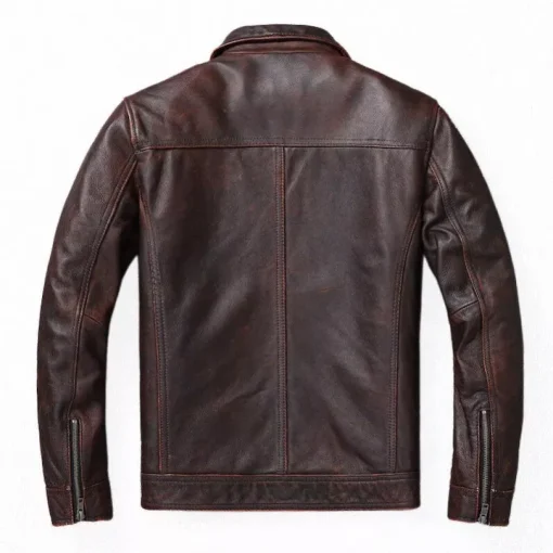 Men's Brown Motorcycle Vintage Style Real Leather Jacket Handmade Coat1