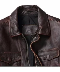 Men's Brown Motorcycle Vintage Style Real Leather Jacket Handmade Coat2