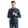 Men's Casual Leather Coat with Front Pockets A1 Bomber Basic Genuine Leather Jacket