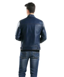 Men's Casual Leather Coat with Front Pockets A1 Bomber Basic Genuine Leather Jacket1