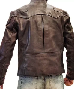 Mens Cowhide Tea Core Leather Biker Motorcycle Jacket Distressed Vintage Coat1