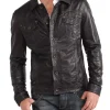 Men's High Glamor Leather Jacket Stylish Motorcycle Biker Coat
