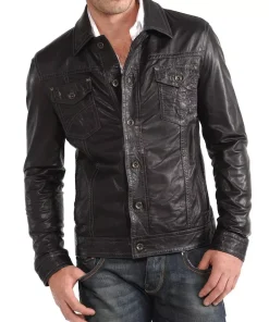 Men's High Glamor Leather Jacket Stylish Motorcycle Biker Coat