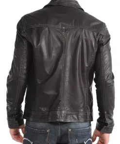 Men's High Glamor Leather Jacket Stylish Motorcycle Biker Coat1