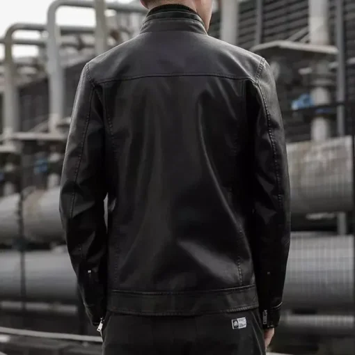 Men’s Leather Biker Jacket – Classic Slim Fit Motorcycle Coat, Durable & Stylish1