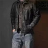 Men’s Motorcycle Biker Vintage Cafe Racer Distressed Black Real Leather Jacket black