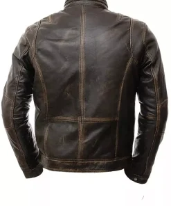 Men’s Motorcycle Biker Vintage Distressed Brown Cafe Racer Real Leather Jacket1