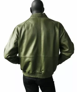 Men's Olive Green 100% Real Leather Jacket Designer Bomber Biker Handmade Coat1