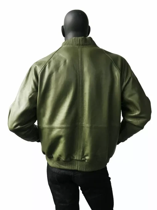 Men's Olive Green 100% Real Leather Jacket Designer Bomber Biker Handmade Coat1